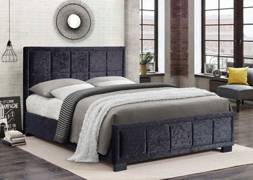 Hannover Fabric Bed Black Crushed Velvet