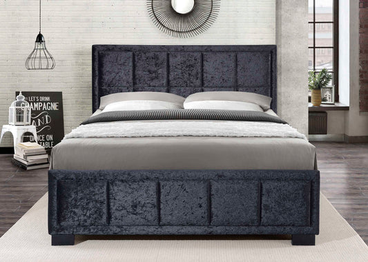 Hannover Fabric Bed Black Crushed Velvet