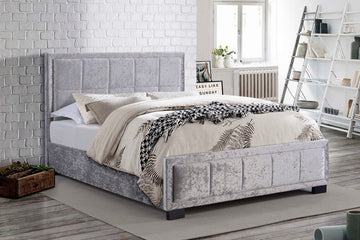 Hannover Fabric Bed Steel Crushed Velvet