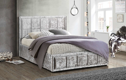 Hannover Fabric Ottoman Bed Steel Crushed