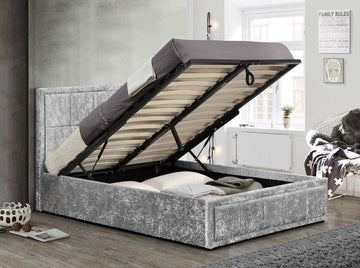 Hannover Fabric Ottoman Bed Steel Crushed