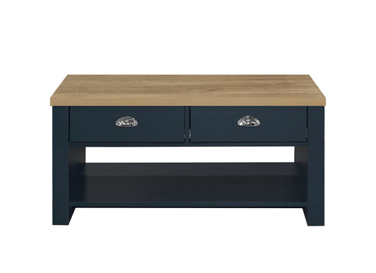 HIGHGATE 2 DRAWER COFFEE TABLE NAVY BLUE