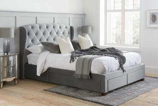 Hope Fabric Bed Grey Velvet