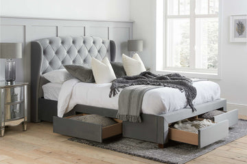 Hope Fabric Bed Grey Velvet