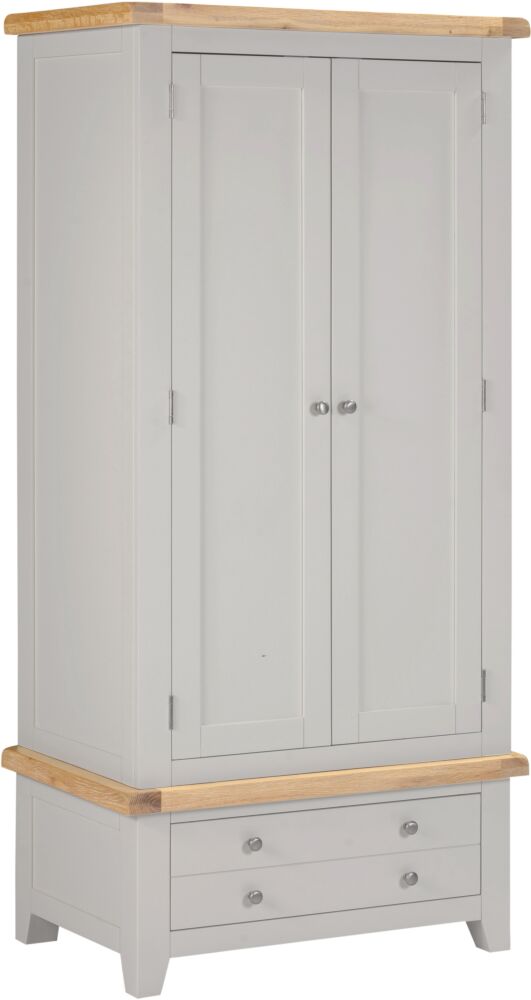 WINDSOR 2 DOOR 1 DRAWER WARDROBE - PEBBLE GREY/OAK