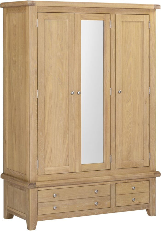 WINDSOR 3 DOOR 2 DRAWER WARDROBE - NATURAL OAK