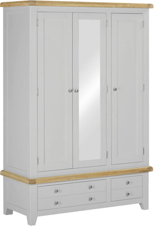 WINDSOR 3 DOOR 2 DRAWER WARDROBE - PEBBLE GREY/OAK