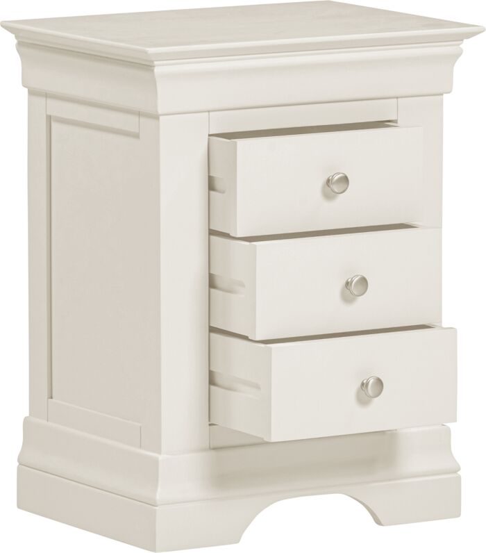 BORDEAUX 3 DRAWER BEDSIDE - IVORY - Blythe Living