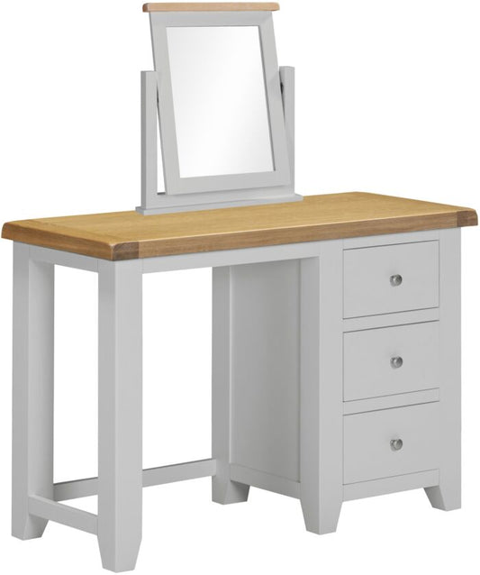 WINDSOR 3 DRAWER DRESSING TABLE AND MIRROR - IVORY/OAK