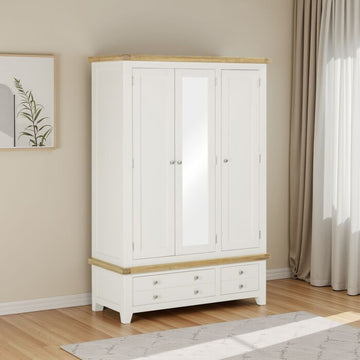 WINDSOR 3 DOOR 2 DRAWER WARDROBE - IVORY/OAK
