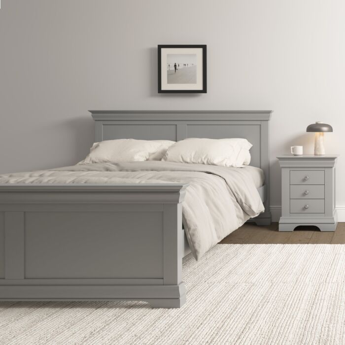 BORDEAUX 4'6" HIGH END BED - PEBBLE GREY - Blythe Living