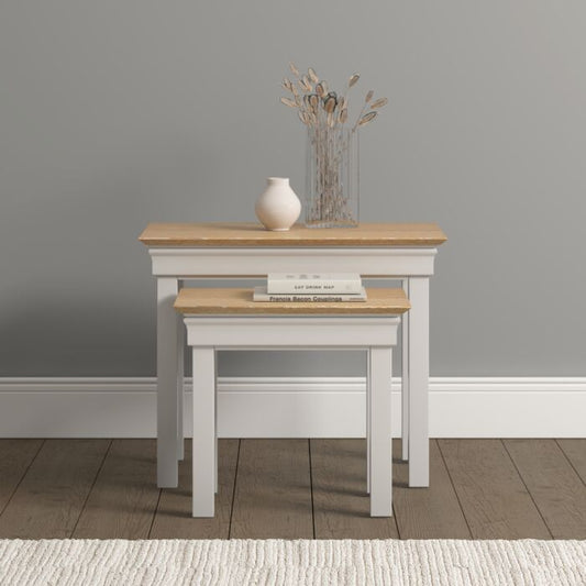 BORDEAUX NEST OF 2 TABLES - IVORY/OAK - Blythe Living