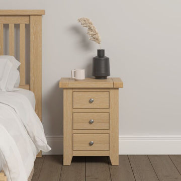 WINDSOR 3 DRAWER BEDSIDE - NATURAL OAK