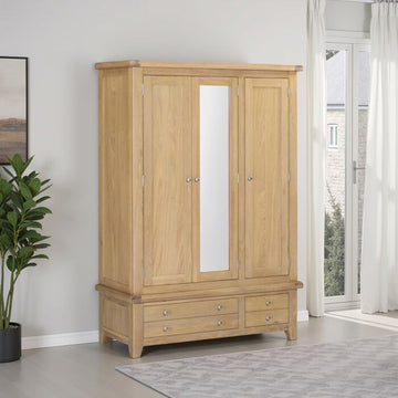 WINDSOR 3 DOOR 2 DRAWER WARDROBE - NATURAL OAK