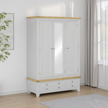 WINDSOR 3 DOOR 2 DRAWER WARDROBE - PEBBLE GREY/OAK