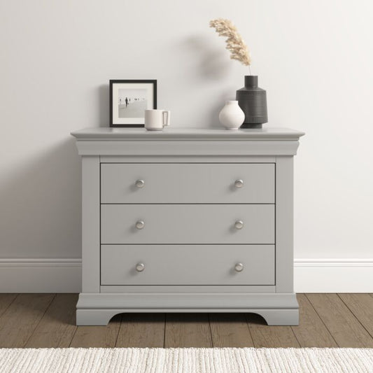 BORDEAUX 3 DRAWER DRESSING TABLE SET - IVORY/OAT FABRIC - Blythe Living