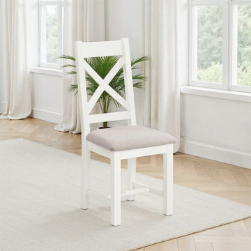 WINDSOR CROSS BACK DINING CHAIR (X2 PER BOX) - IVORY/OAT FABRIC