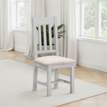 WINDSOR SLATTED DINING CHAIR (X2 PER BOX) - PEBBLE GREY/OAT FABRIC