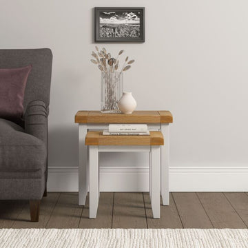 WINDSOR NEST OF 2 TABLES - IVORY/OAK
