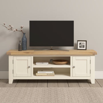 WINDSOR STRAIGHT TV UNIT - IVORY/OAK