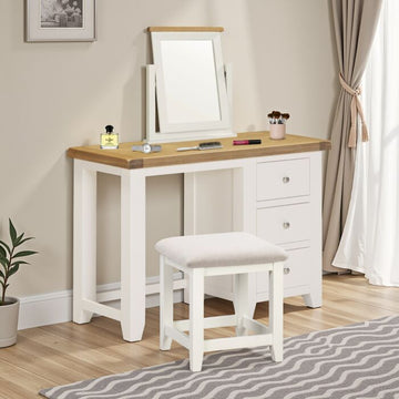 WINDSOR 3 DRAWER DRESSING TABLE - IVORY/OAK