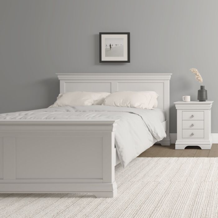 BORDEAUX 4'6" HIGH END BED - IVORY - Blythe Living