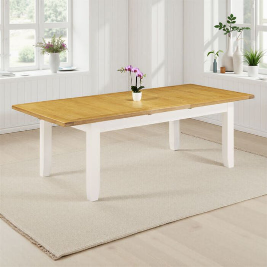 WINDSOR LARGE EXTENDING DINING TABLE - IVORY/OAK