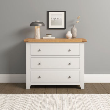 WINDSOR 3 DRAWER CHEST - IVORY/OAK