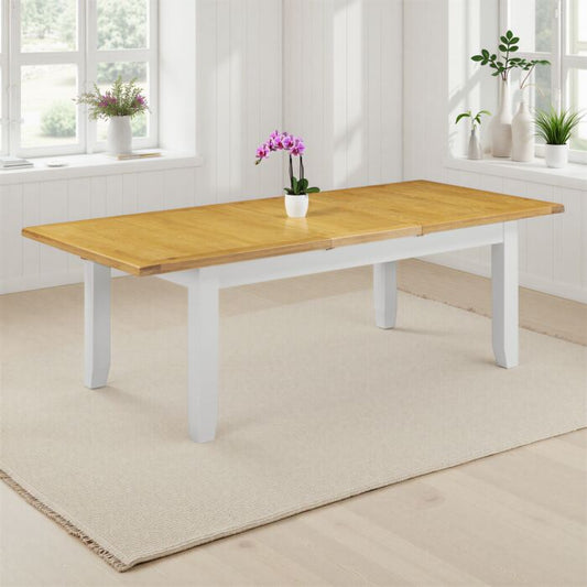 WINDSOR LARGE EXTENDING DINING TABLE - PEBBLE GREY/OAK