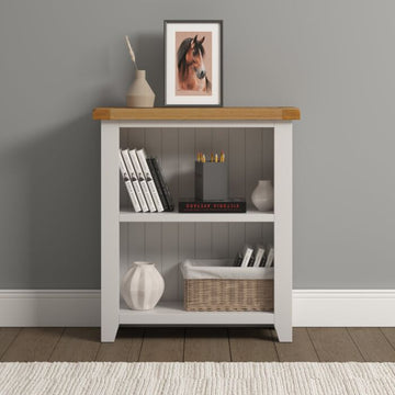 WINDSOR LOW BOOKCASE - IVORY/OAK