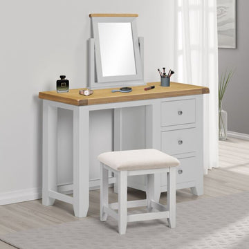 WINDSOR 3 DRAWER DRESSING TABLE - PEBBLE GREY/OAK