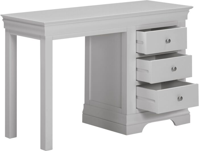 BORDEAUX 3 DRAWER DRESSING TABLE SET - PEBBLE GREY/OAT FABRIC - Blythe Living