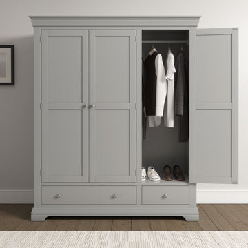 BORDEAUX 3 DOOR WARDROBE - PEBBLE GREY - Blythe Living