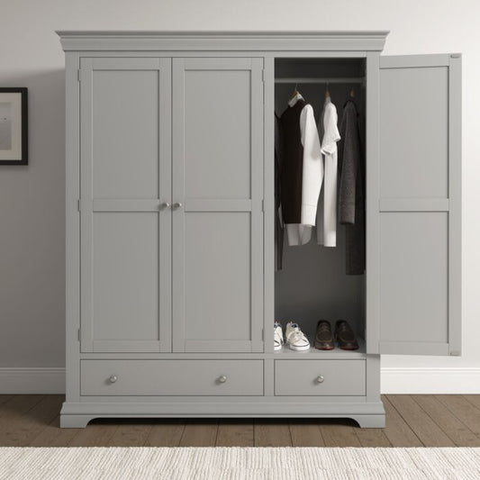 BORDEAUX 3 DOOR WARDROBE - PEBBLE GREY - Blythe Living
