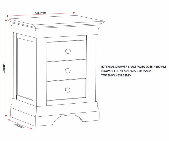 BORDEAUX 3 DRAWER DRESSING TABLE - PEBBLE GREY - Blythe Living