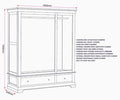 BORDEAUX 3 DOOR WARDROBE - PEBBLE GREY - Blythe Living