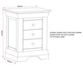 BORDEAUX 3 DRAWER BEDSIDE - PEBBLE GREY - Blythe Living