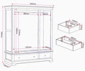BORDEAUX 3 DOOR WARDROBE - IVORY - Blythe Living