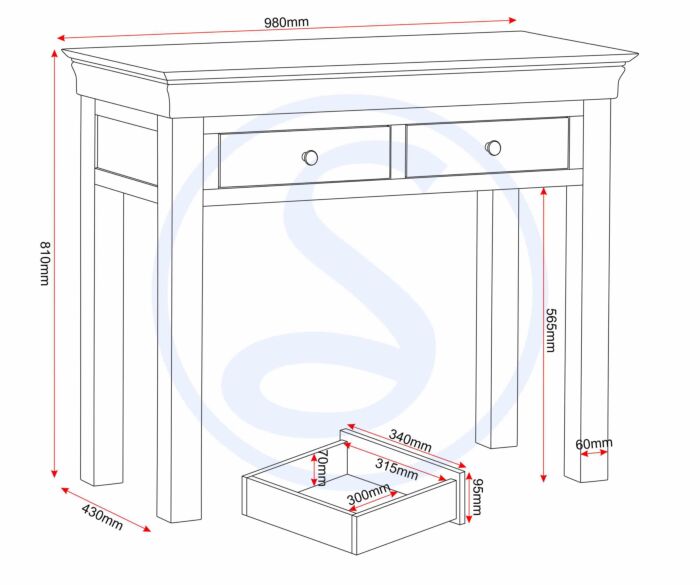 BORDEAUX CONSOLE TABLE - PEBBLE GREY/OAK - Blythe Living