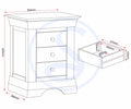BORDEAUX 3 DRAWER BEDSIDE - IVORY - Blythe Living