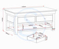BORDEAUX 2 DRAWER COFFEE TABLE - IVORY/OAK - Blythe Living