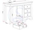 BORDEAUX 3 DRAWER DRESSING TABLE - IVORY - Blythe Living