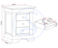 BORDEAUX 3 DRAWER BEDSIDE - PEBBLE GREY - Blythe Living