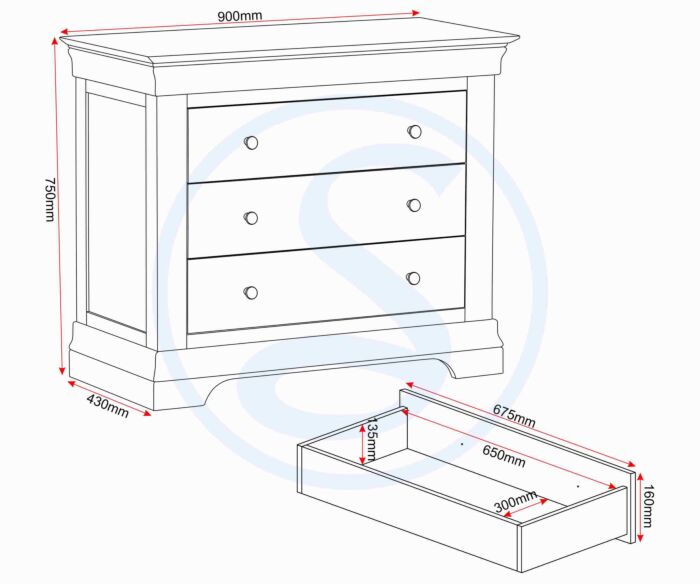BORDEAUX 3 DRAWER DRESSING TABLE SET - IVORY/OAT FABRIC - Blythe Living