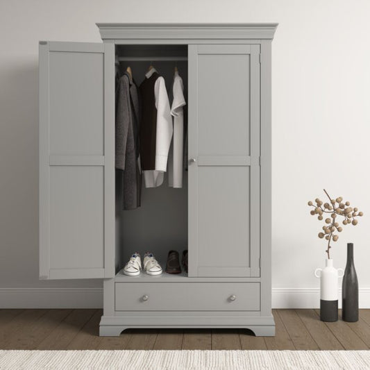 BORDEAUX 2 DOOR WARDROBE - PEBBLE GREY - Blythe Living