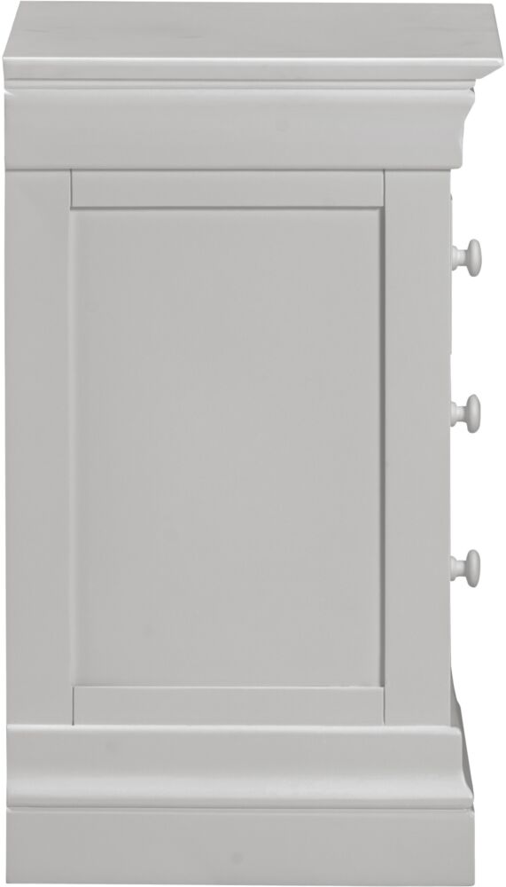 BORDEAUX 3 DRAWER BEDSIDE - PEBBLE GREY - Blythe Living