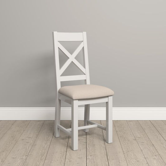 WINDSOR CROSS BACK DINING CHAIR (X2 PER BOX) - IVORY/OAT FABRIC