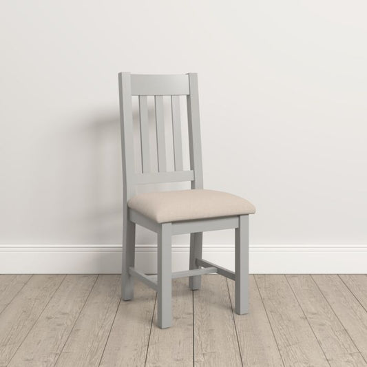 WINDSOR SLATTED DINING CHAIR (X2 PER BOX) - PEBBLE GREY/OAT FABRIC