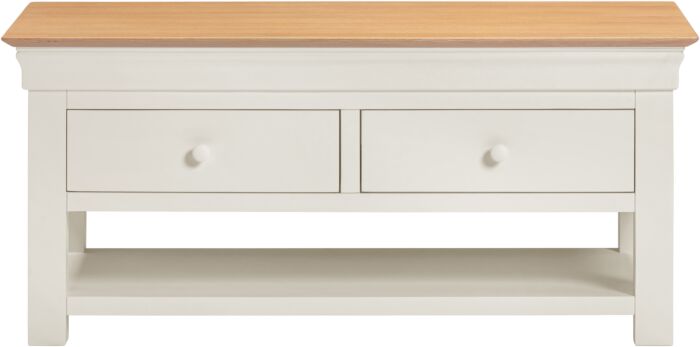 BORDEAUX 2 DRAWER COFFEE TABLE - IVORY/OAK - Blythe Living