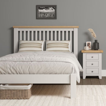 WINDSOR 5' LOW END BED - PEBBLE GREY/OAK
